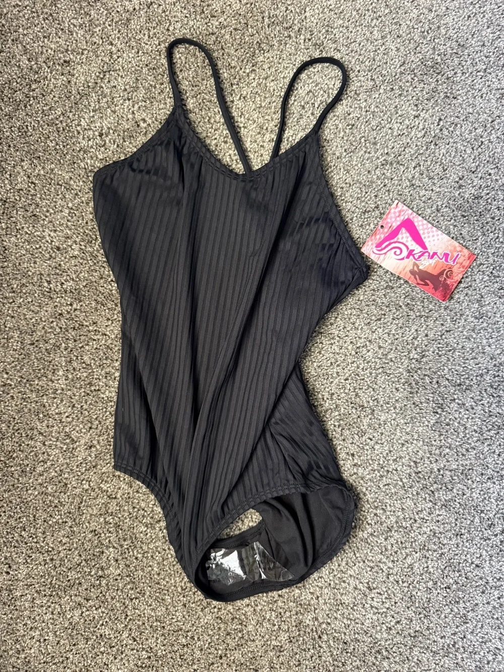Kanu Surf Kids Black Ribbed One-Piece Swimsuit